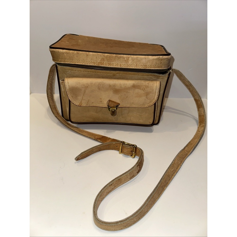 VTG 1950s Perrin "The Sportsman-502" Cowhide Leather Camera Bag Hard Case USA